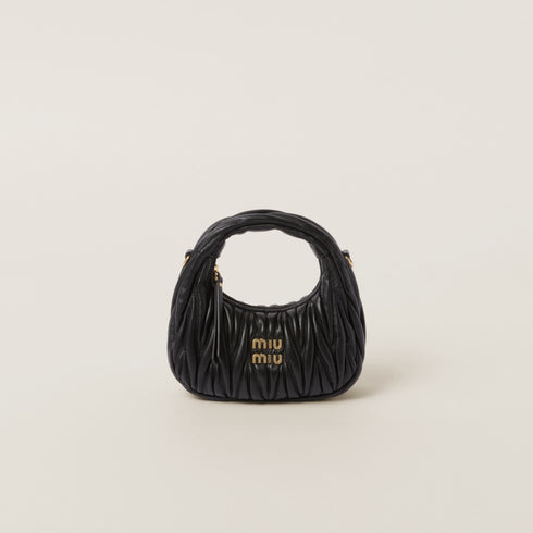 Miu Miu Wander matelassé nappa leather hobo mini-bag